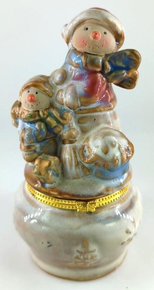 Snowmen Christmas, Porcelain Hinged Trinket Box  5\