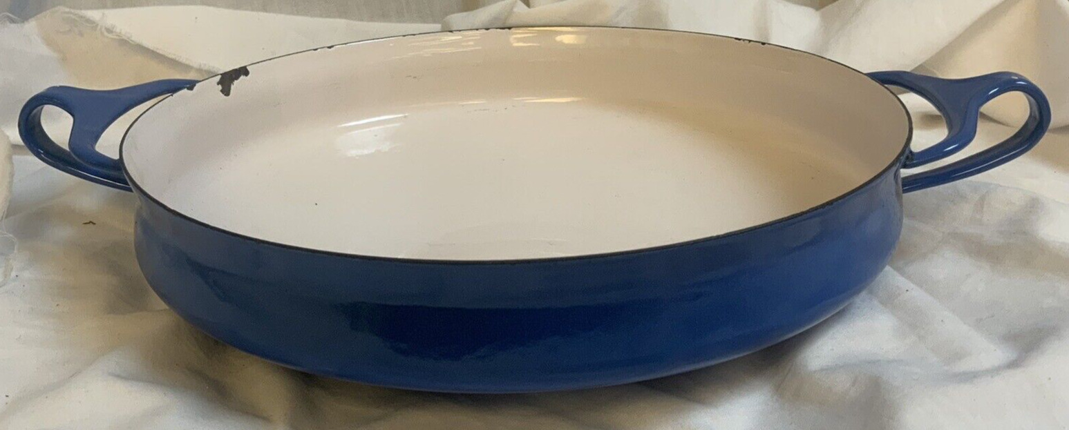 Vtg Mid Century DANSK Kobenstyle Large Blue 10 Inch Paella Pan Enamel