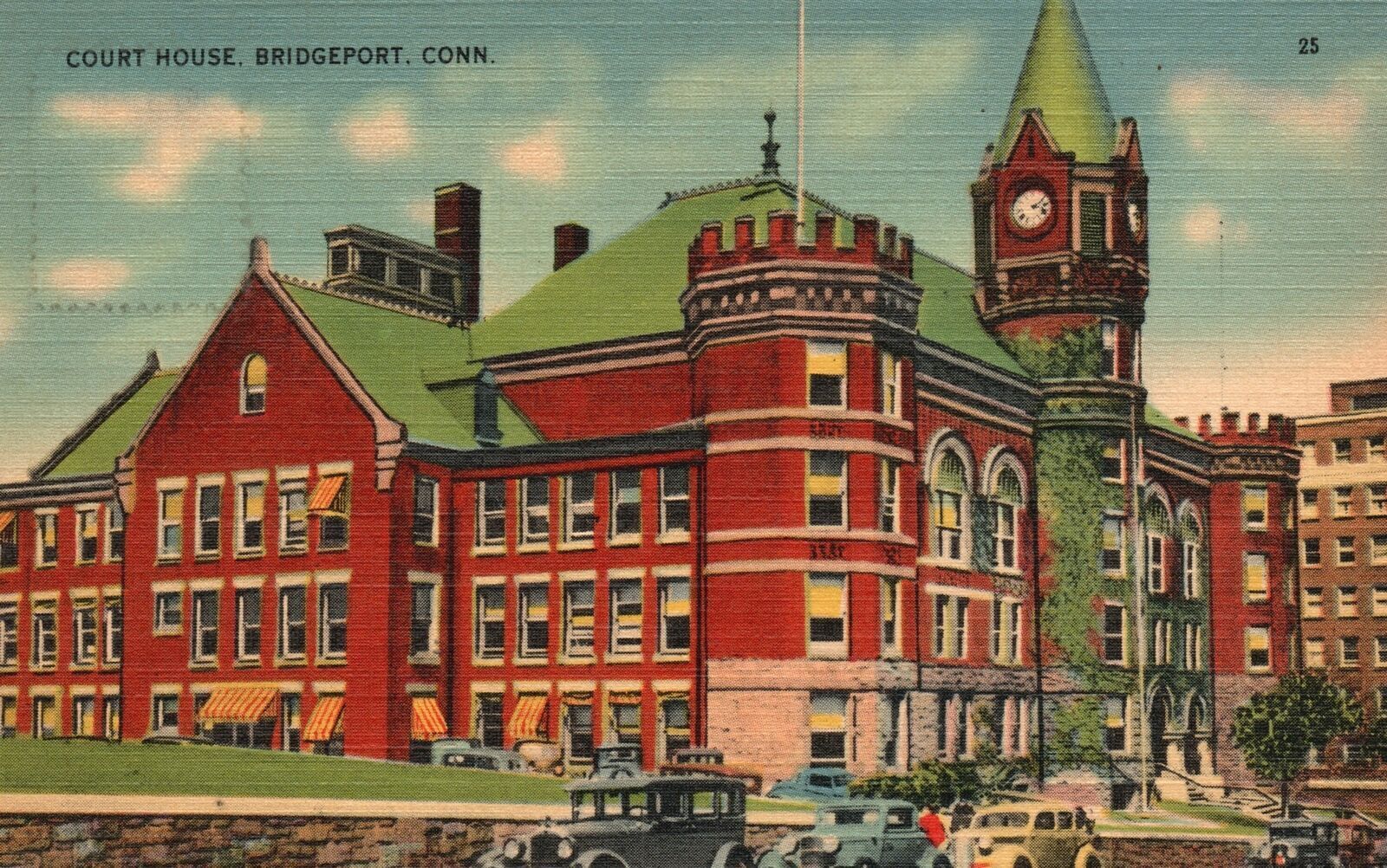 Vintage Postcard 1930\'s County Court House Bridgeport Conn. Connecticut