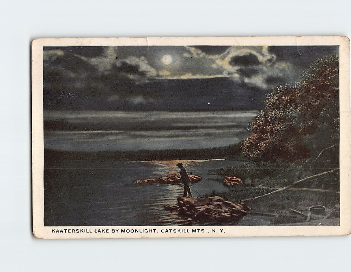Postcard Kaaterskill Lake by Moonlight Catskill Mountains New York USA