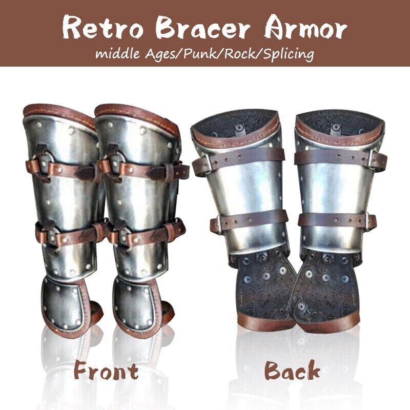 Retro Leather and Steel Vambraces Medieval Archer Knight Arm Guard
