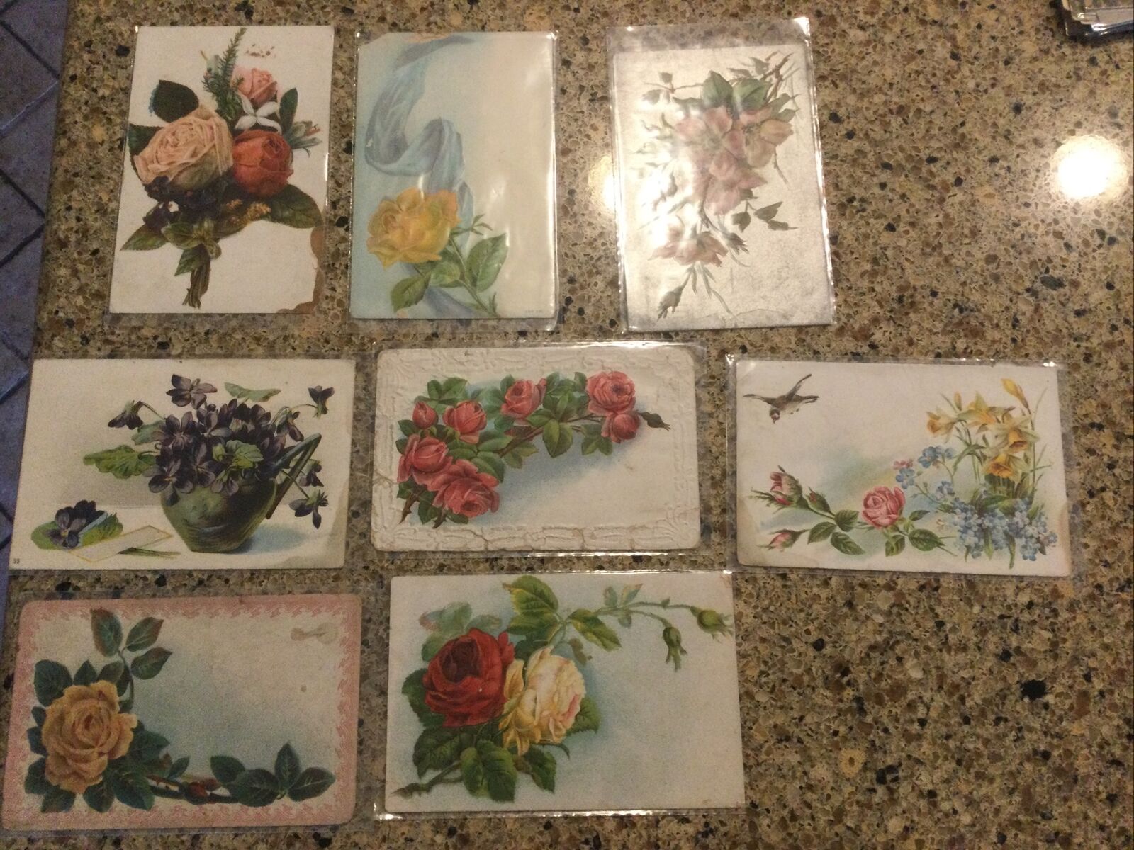 Vtg Postcard Lot (8) Ephemera Flowers Early 1900s New/used L4