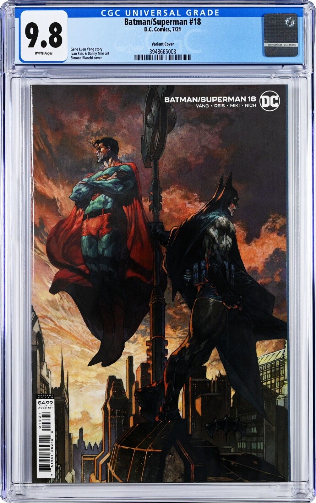 Batman/Superman #18 CGC 9.8 (Jul 2021, DC) Simone Bianchi Variant Cover