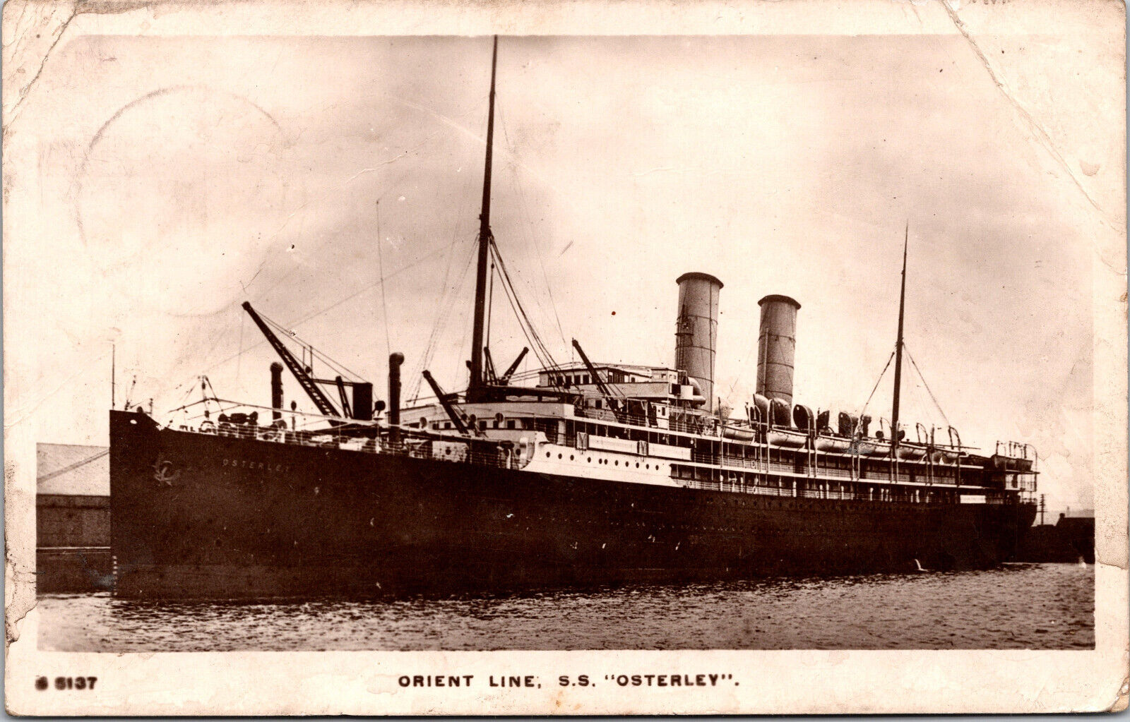 SS Osterley Orient Line Australia Via Suez WWI Troop Ship RPPC Vtg Postcard