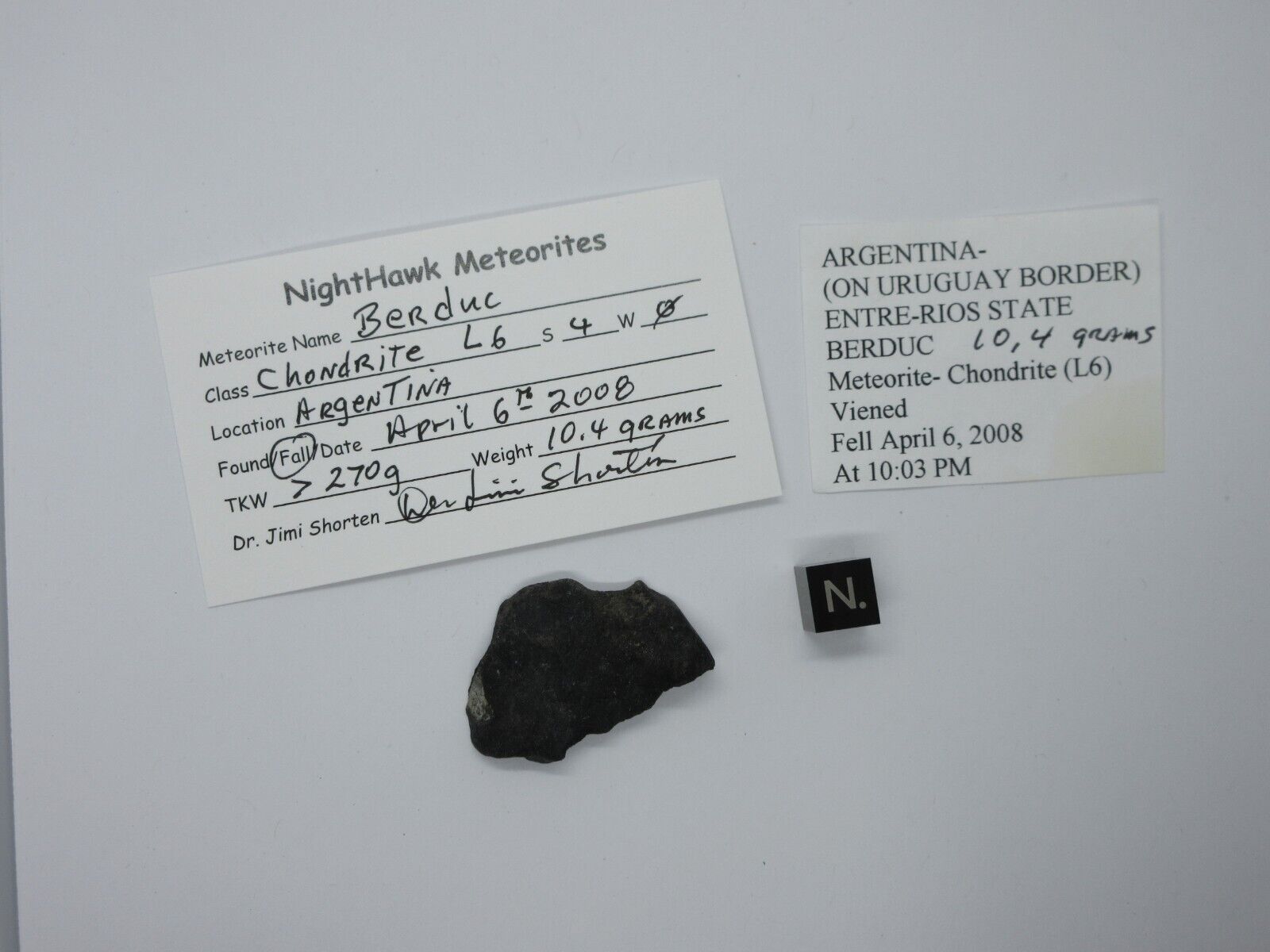 Berduc L6, Meteorite, 10.4 grams, part with 50% crust