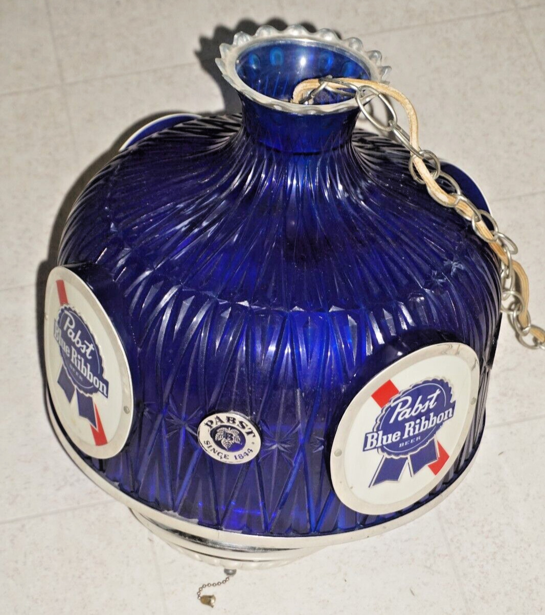 Vintage 1970s Pabst Blue Ribbon Beer Hanging Lamp for poker/pool table, or bar.