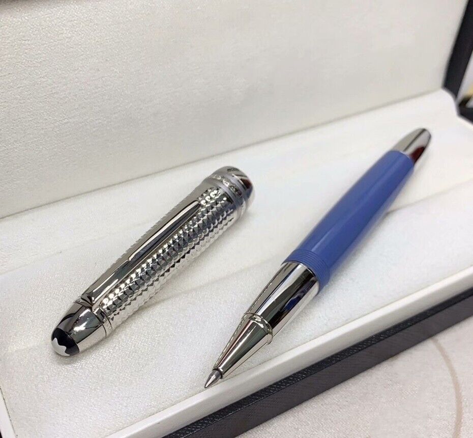Luxury MB149 Series Glacier Blue + 3D Silver Color 0.7mm Rollerball Pen No Box