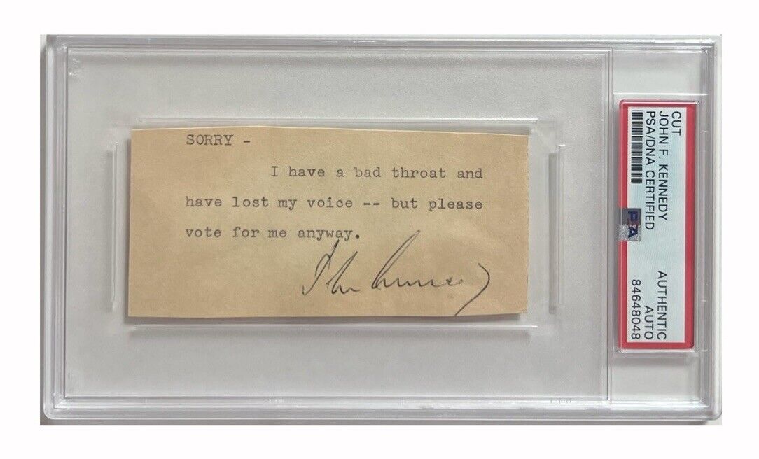 JFK Signed Campaign Card PSA/DNA Encapsulated Kennedy Autograph