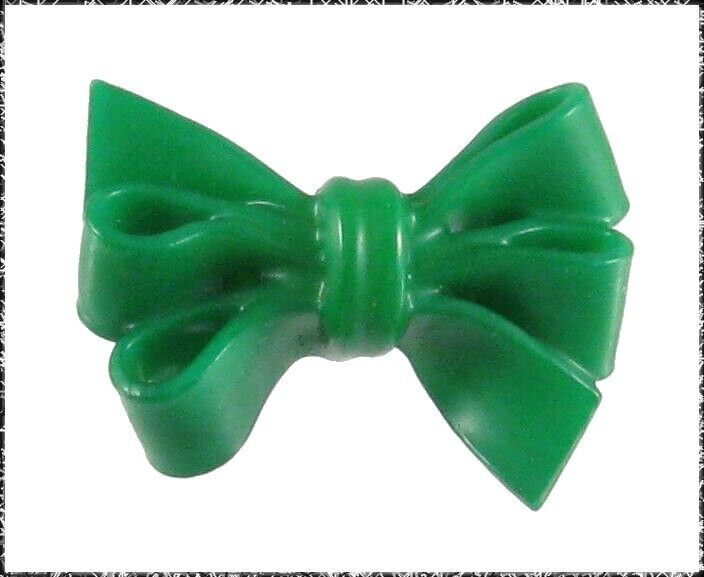 Vintage realistic celluloid bow button, vivid green