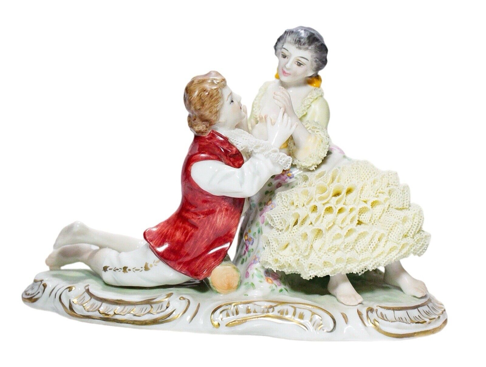 Irish Dresden MULLER VOLKSTEDT Happy Memories Lace Porcelain Figurine RARE