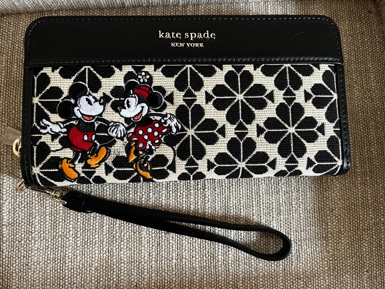 Disney 100 Years Kate Spade Minnie Mickey Mouse Leather Jacquard Wallet NWT