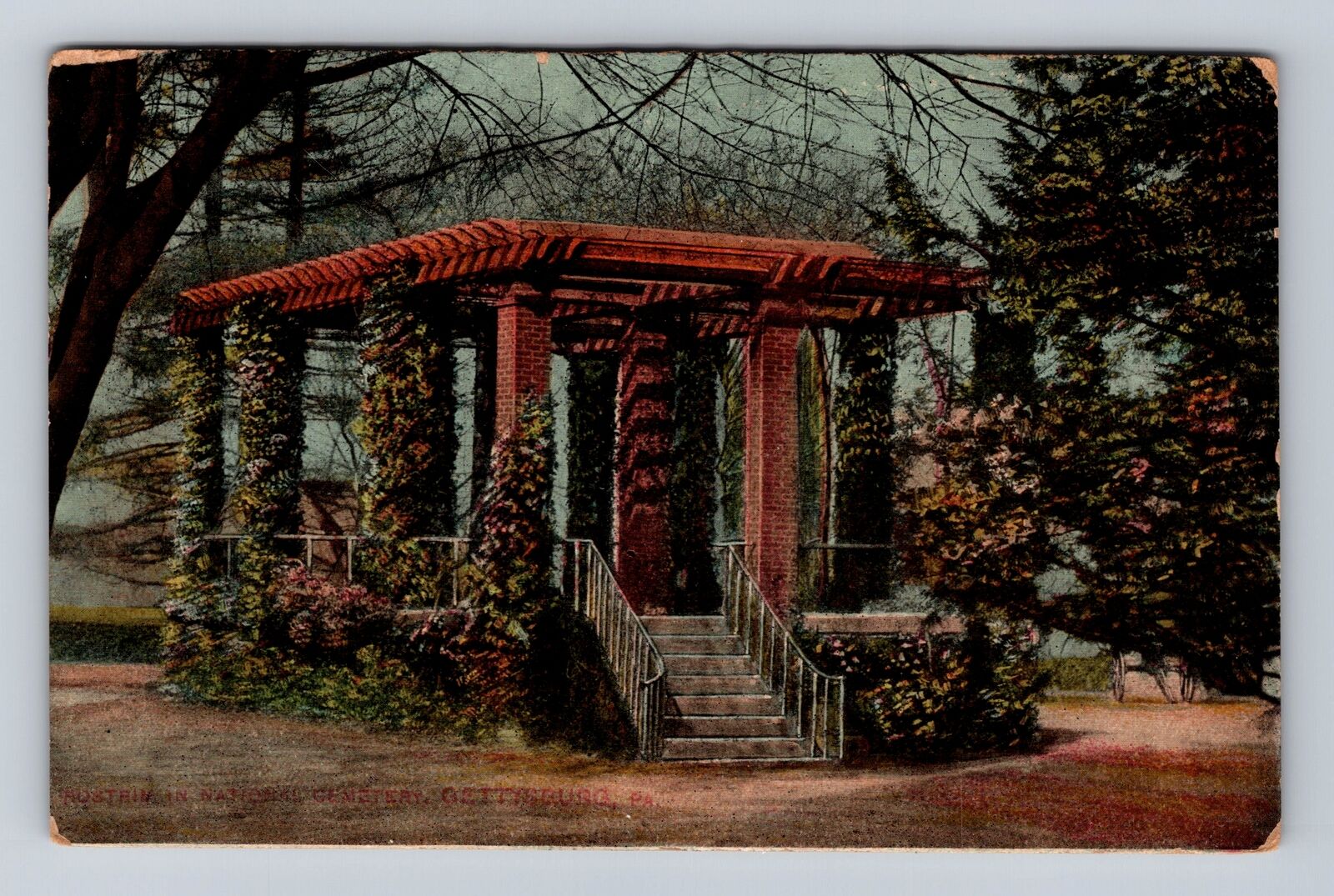 Gettysburg PA-Pennsylvania, The Rostrum, Nat'l Cemetery, Vintage c1912 Postcard