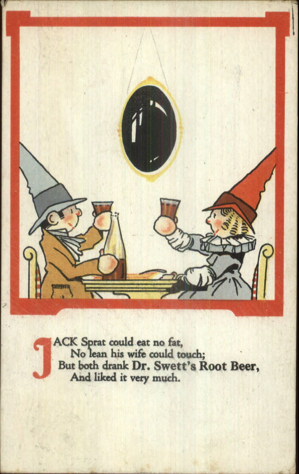 Soda Beverage - Dr. Swett\'s Root Beer Jack Sprat Nursery Rhyme Postcard c1910