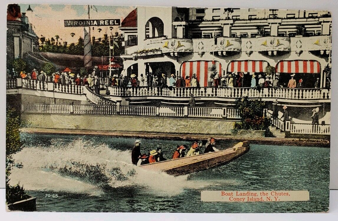 Coney Island NY Boat Landing, The Chutes 1917 to Snyder Pa Postcard C5