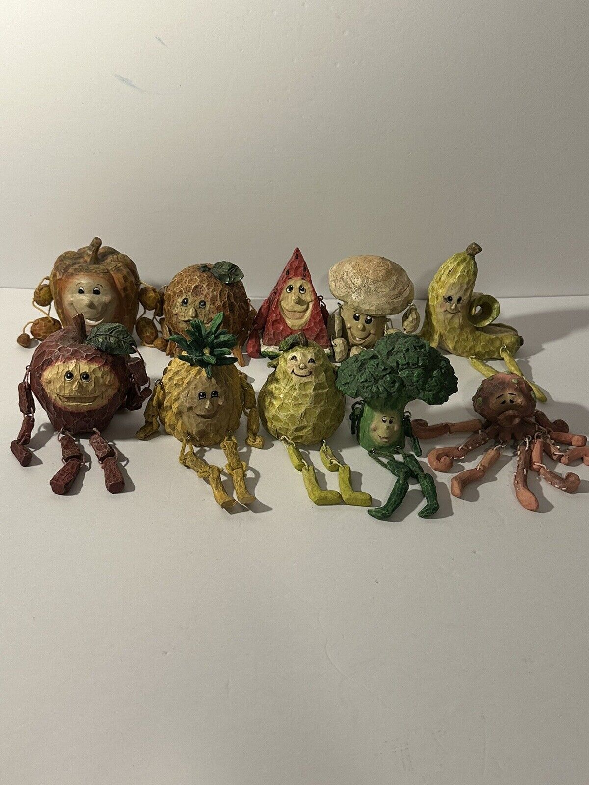 Lot of 10 VTG Anthropomorphic Fruit Vegetable Octopus Shelf Sitter Figurines