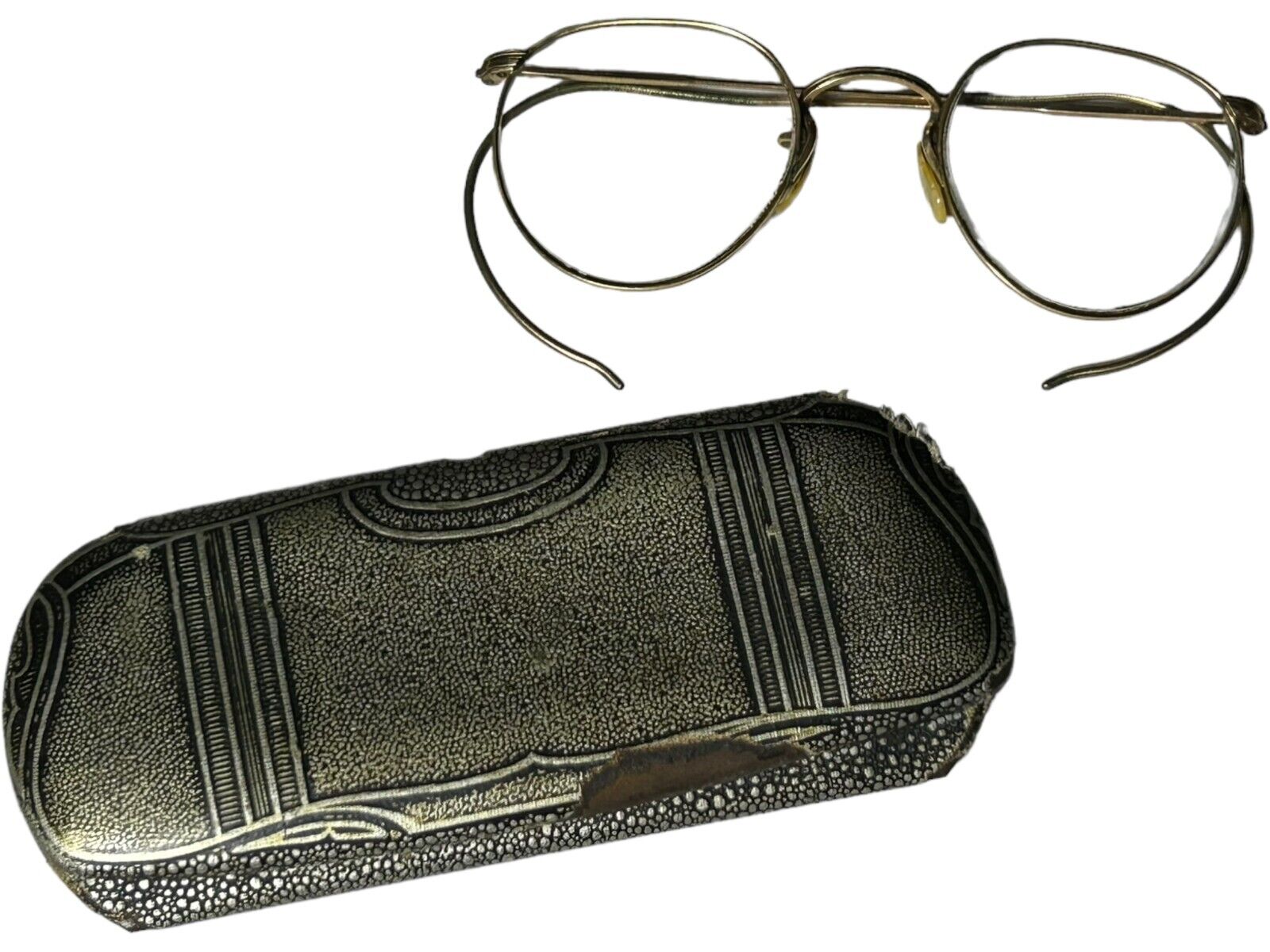 1930\'s 1/10 12K Gold Filled Eyeglasses round Frames with Original Case