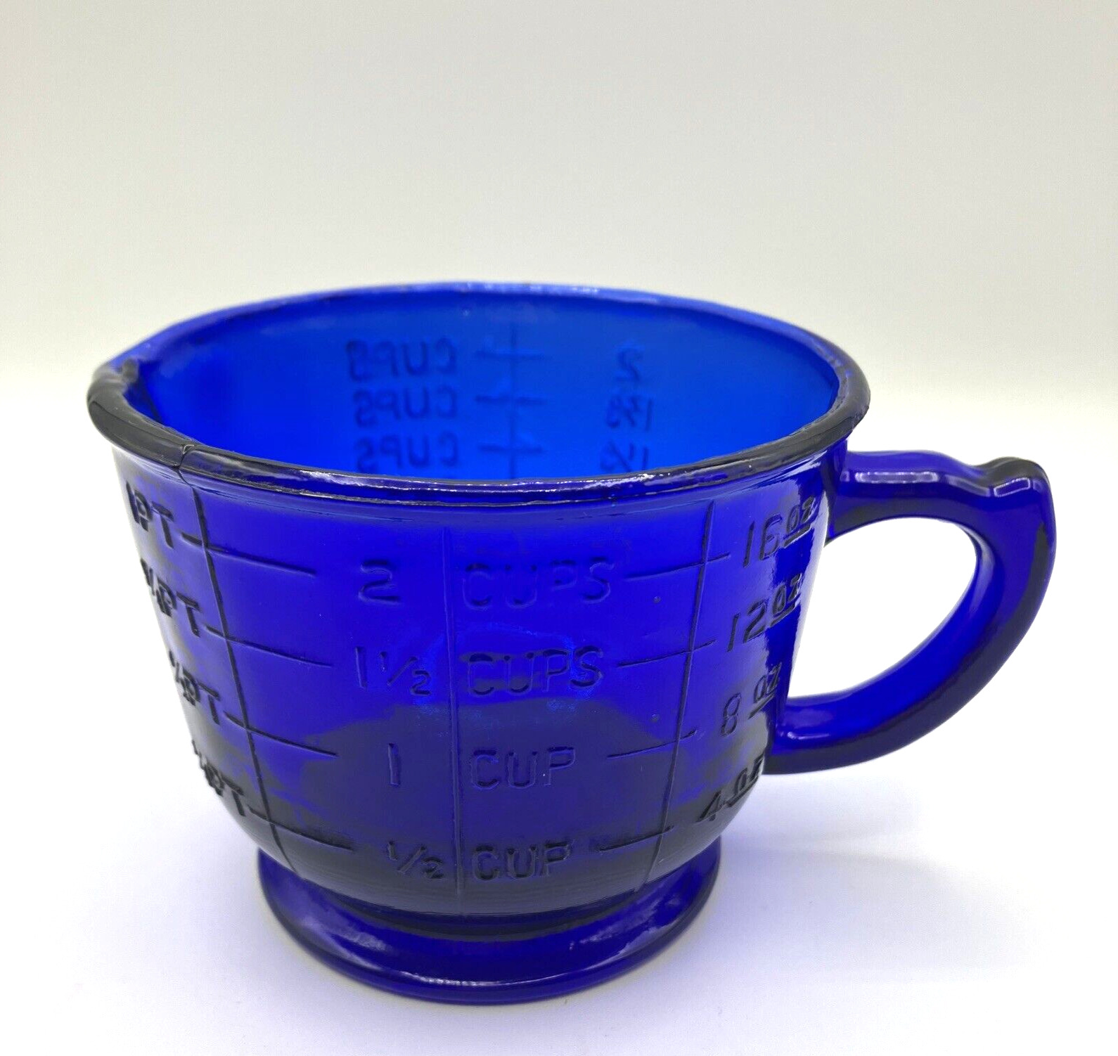 Vintage Cobalt Blue Hazel Atlas 2-Cup Measuring and Mixing Cup Glass