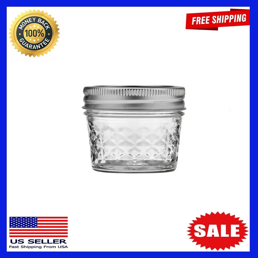 Regular Mouth 4oz Quilted Pint Mason Jars, 12 Count