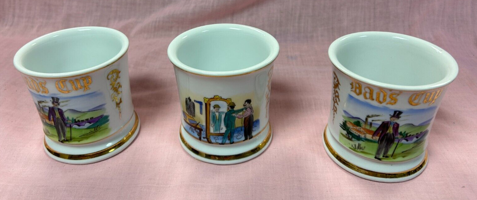 Set of 3. Vintage “Dad’s Cup” Mug Gold Color Trim & Accents