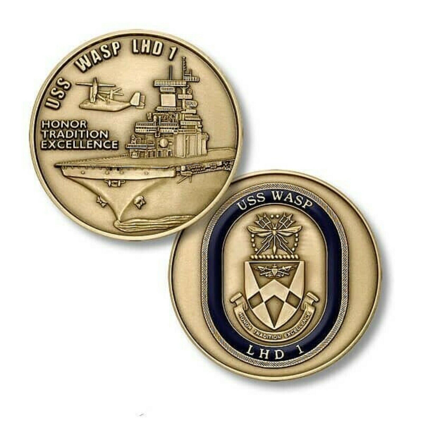 NAVY USS WASP LHD-1 HONOR TRADITION EXCELLENCE 1.75