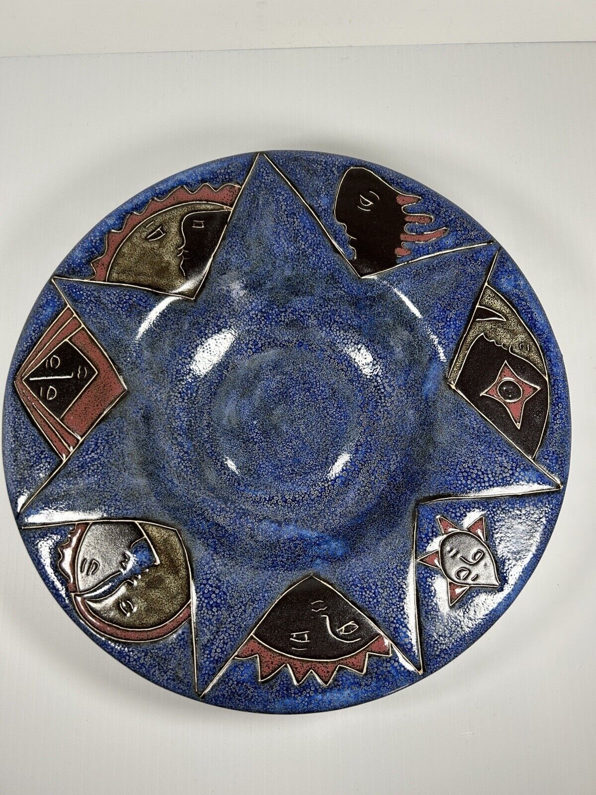 Design by Mara Mexico Stoneware Pottery Pasta Bowl Plate Sun Celestial Earth