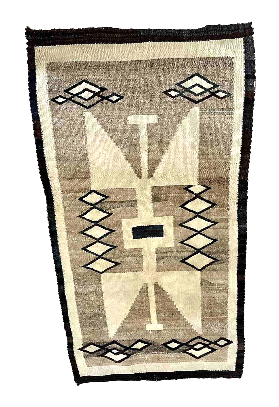 Vintage Crystal Navajo Authentic rug Runner Diamond Pattern 51”x28” Handspun