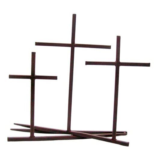 Three Metal Standing Crosses, Freestanding Christian Décor, Religious Gift, 
