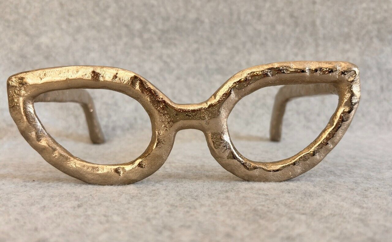 Eyeglasses Sculpture Hammered Aluminum Cat Eye Spectacles Modern Art Decor