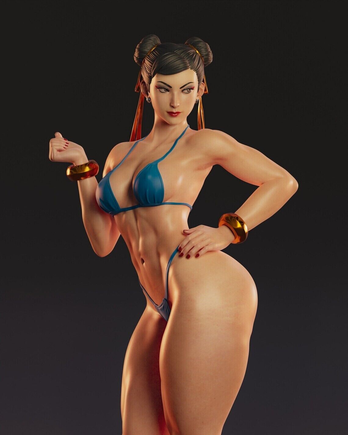Chun Li_ Bikini (Street Fighter Fan Art) 3d