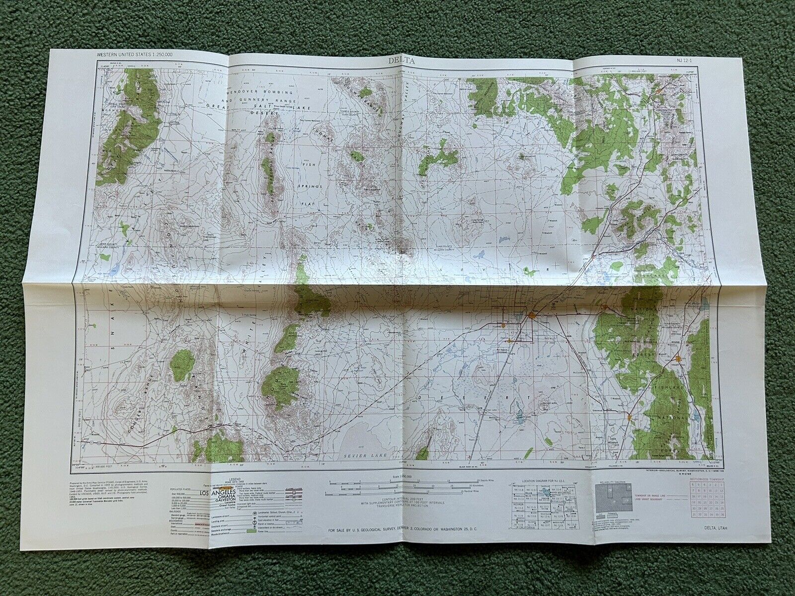 Vintage 1953 US Dept Geological Survey Service Delta Utah Topographical Map