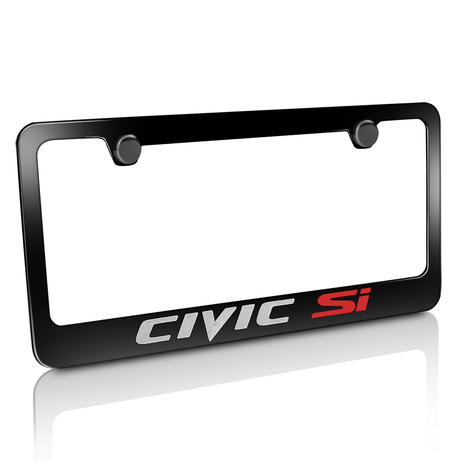 Honda Civic Si Engraved Black Powder Finish Metal License Plate Frame