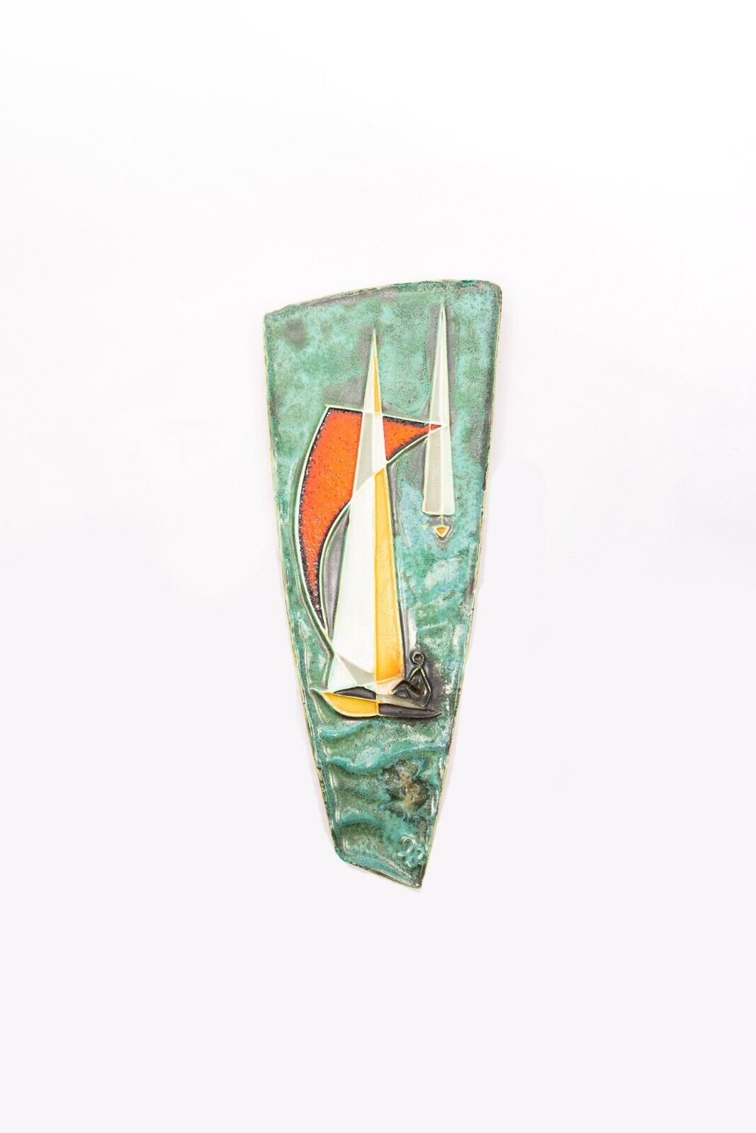 Schäffenacker ceramic wall plaque sailboat motif vintage item