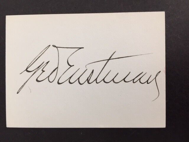 GEORGE EASTMAN SIGNED CARD BY INVENTOR AND MFR OF KODAK BOX & BROWNIE CAMERAS