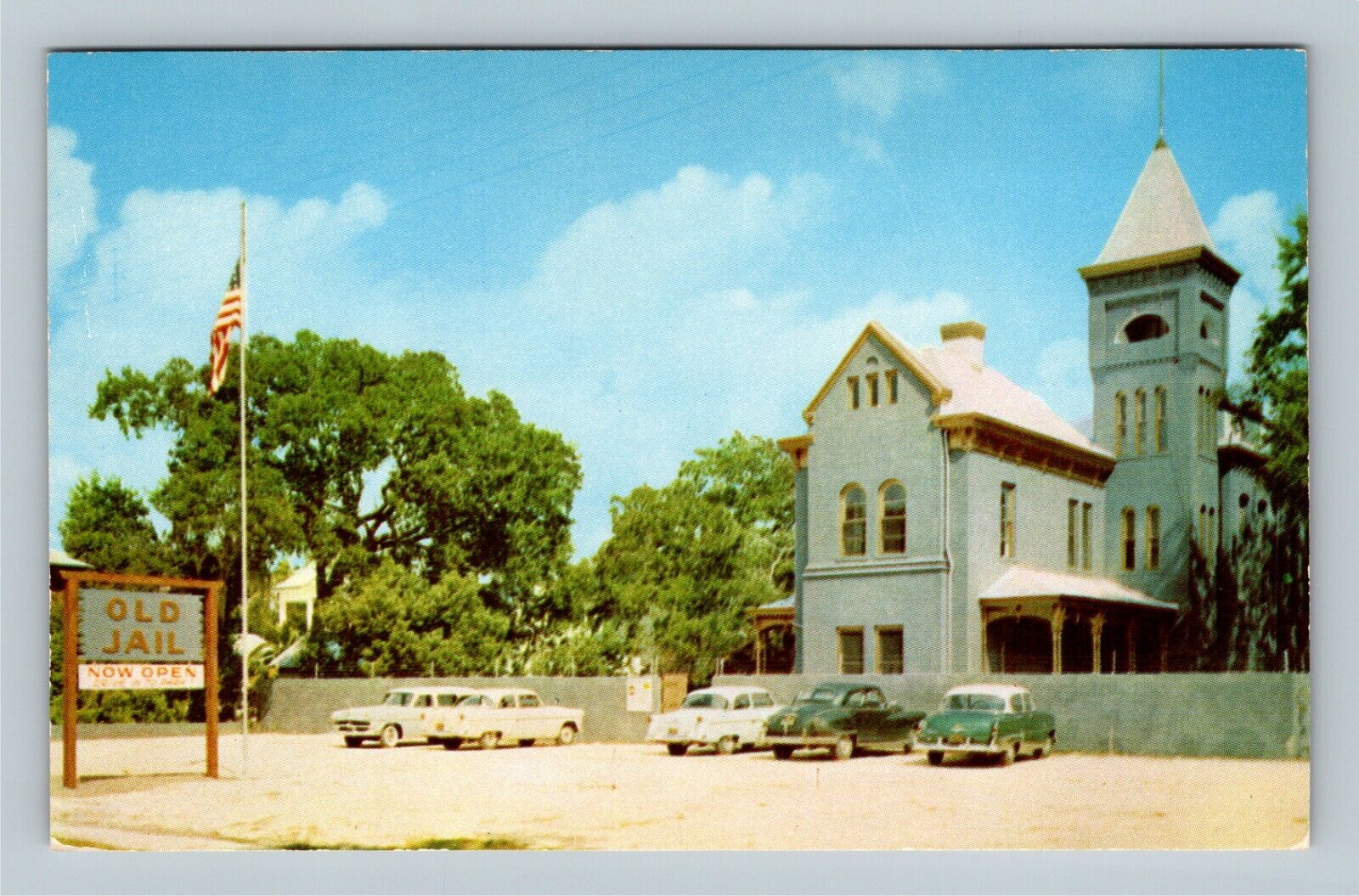 St. Augustine, Old Jail Museum Bell Tower, Classic Cars Vintage Florida Postcard