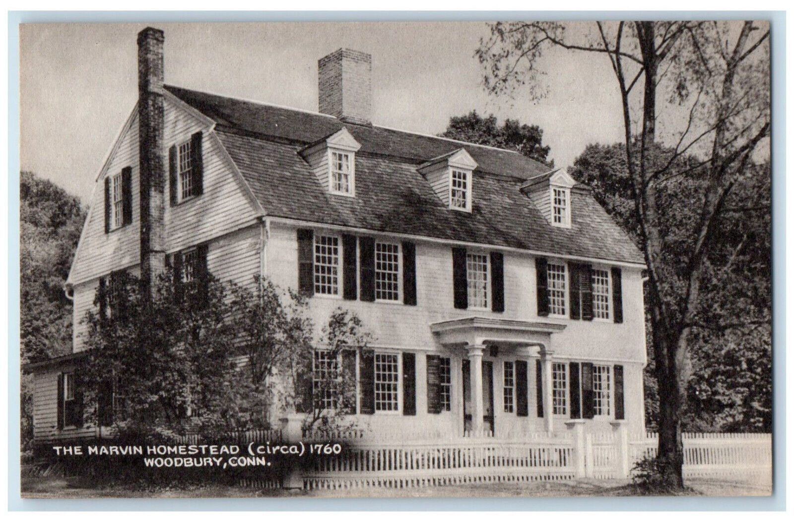 c1940's The Marvin Homestead Woodbury Connecticut CT Vintage Unposted Postcard
