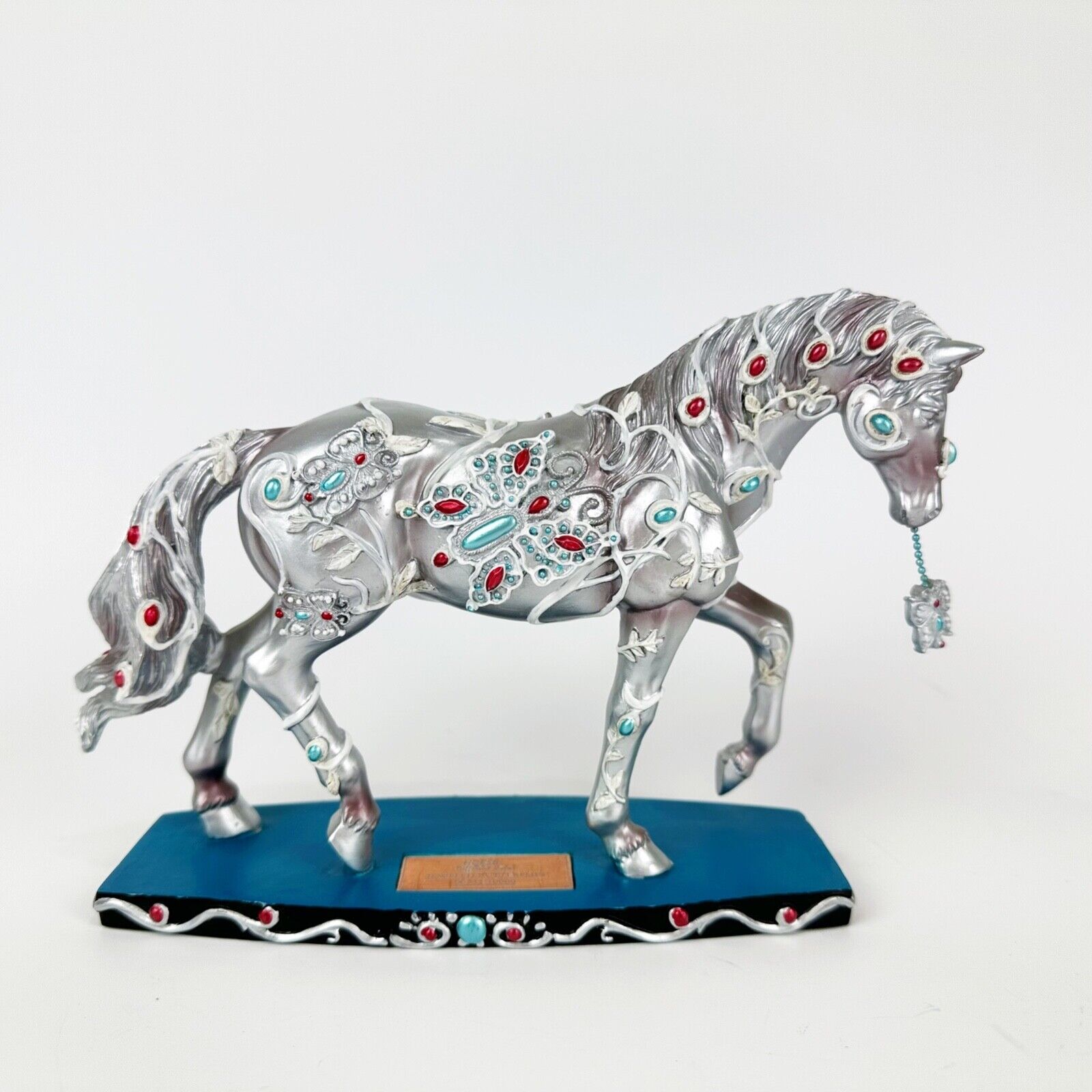 HORSE Of a Different Color Figurine Jeweled Butterflies No. 20333 Silver Blue