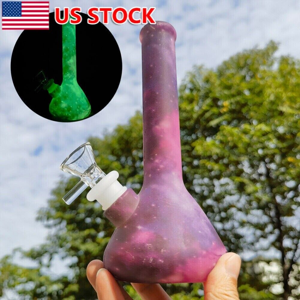 7 inch Silicone Hookah Water Pipe Starry Sky Smoking Bong Glow in the Dark Bowl