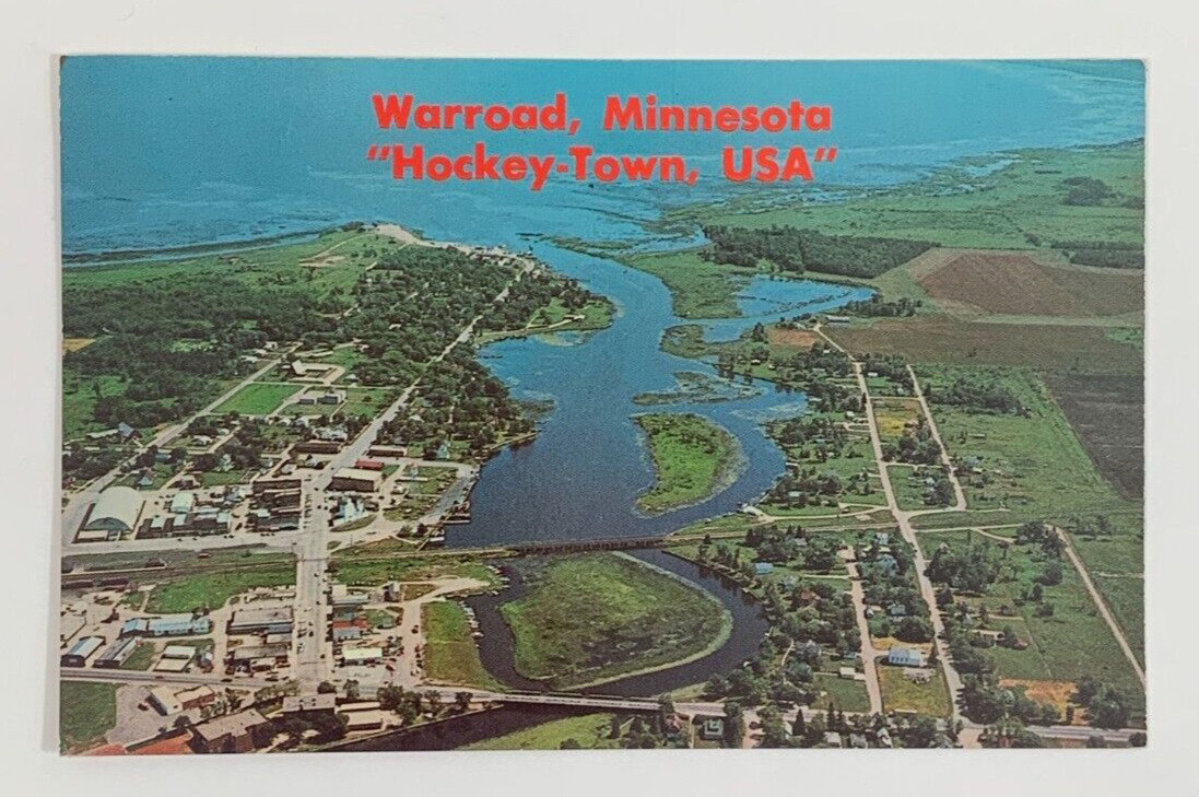 Aerial View of Warroad Minnesota Hockey-Town USA Postcard Unposted