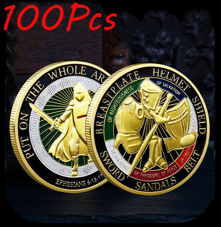 100Pcs Set Put on the Whole Armor of God Commemorative Challenge Collection Coin
