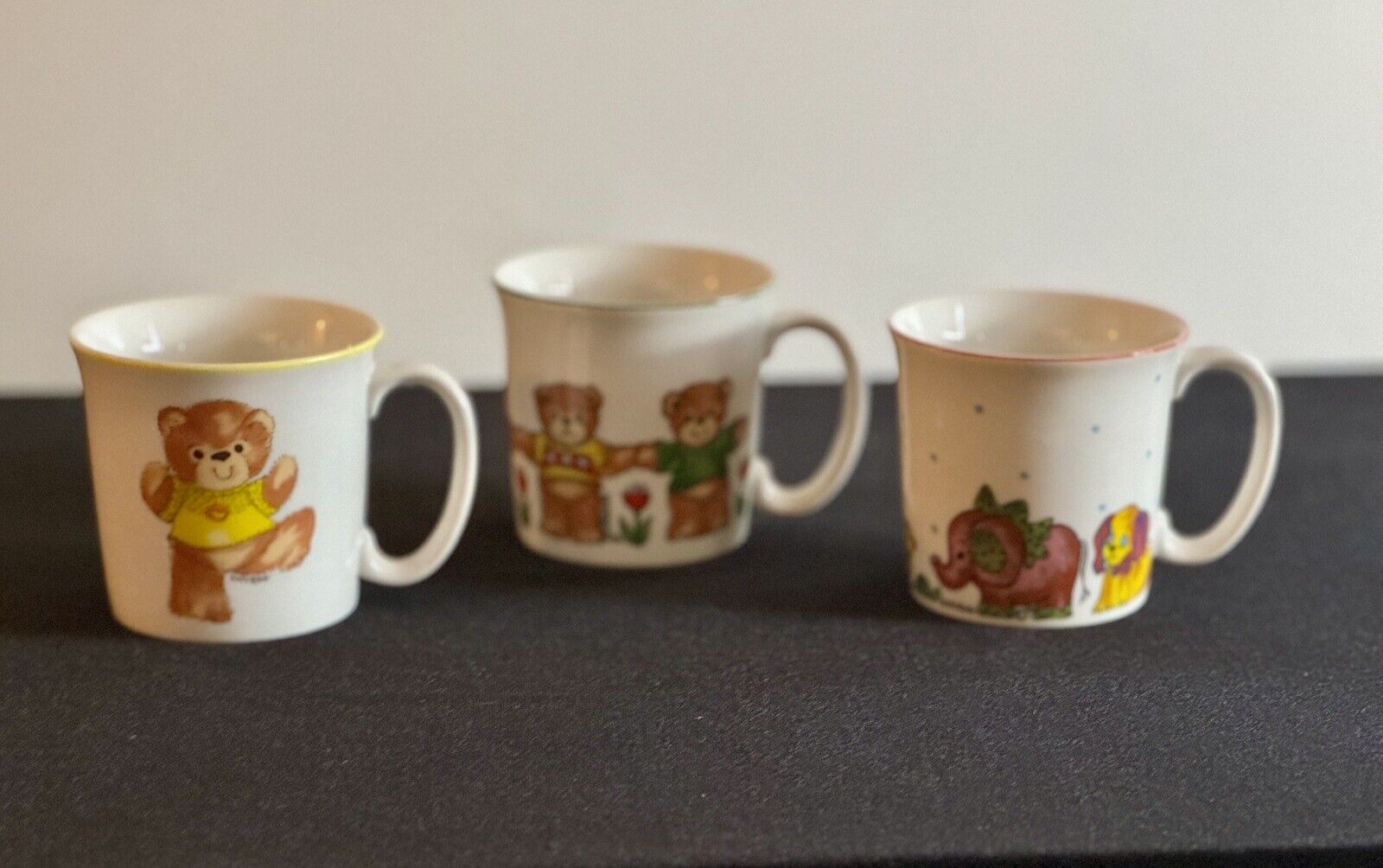 VTG 1979 Enesco Lucy & Me Teddy Bear Children’s Cups OG Labels - Set of 3