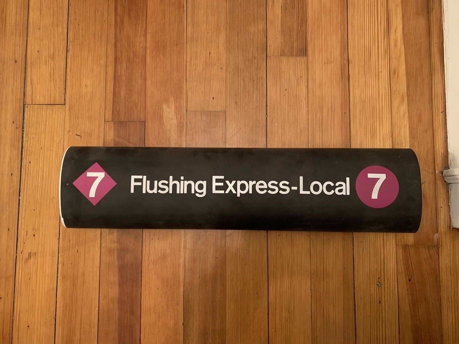 NY NYC SUBWAY ROLL SIGN #7 LINE TRAIN R21 1 LINE FLUSHING QUEENS LOCAL EXPRESS