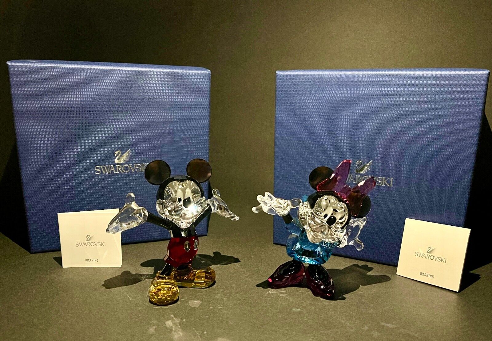 Swarovski Mickey and Minnie Disney Figurines Crystal Color IN BOX