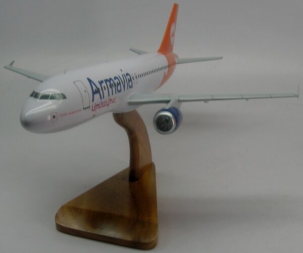 Airbus A-320 Armavia Armenia A320 Airplane Desktop Kiln Dry Wood Model Regular