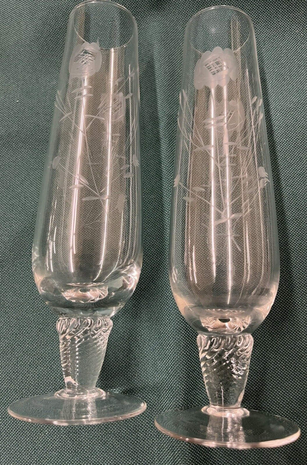 Pair of Vintage Wheel-Cut Crystal Bud Vases 7\