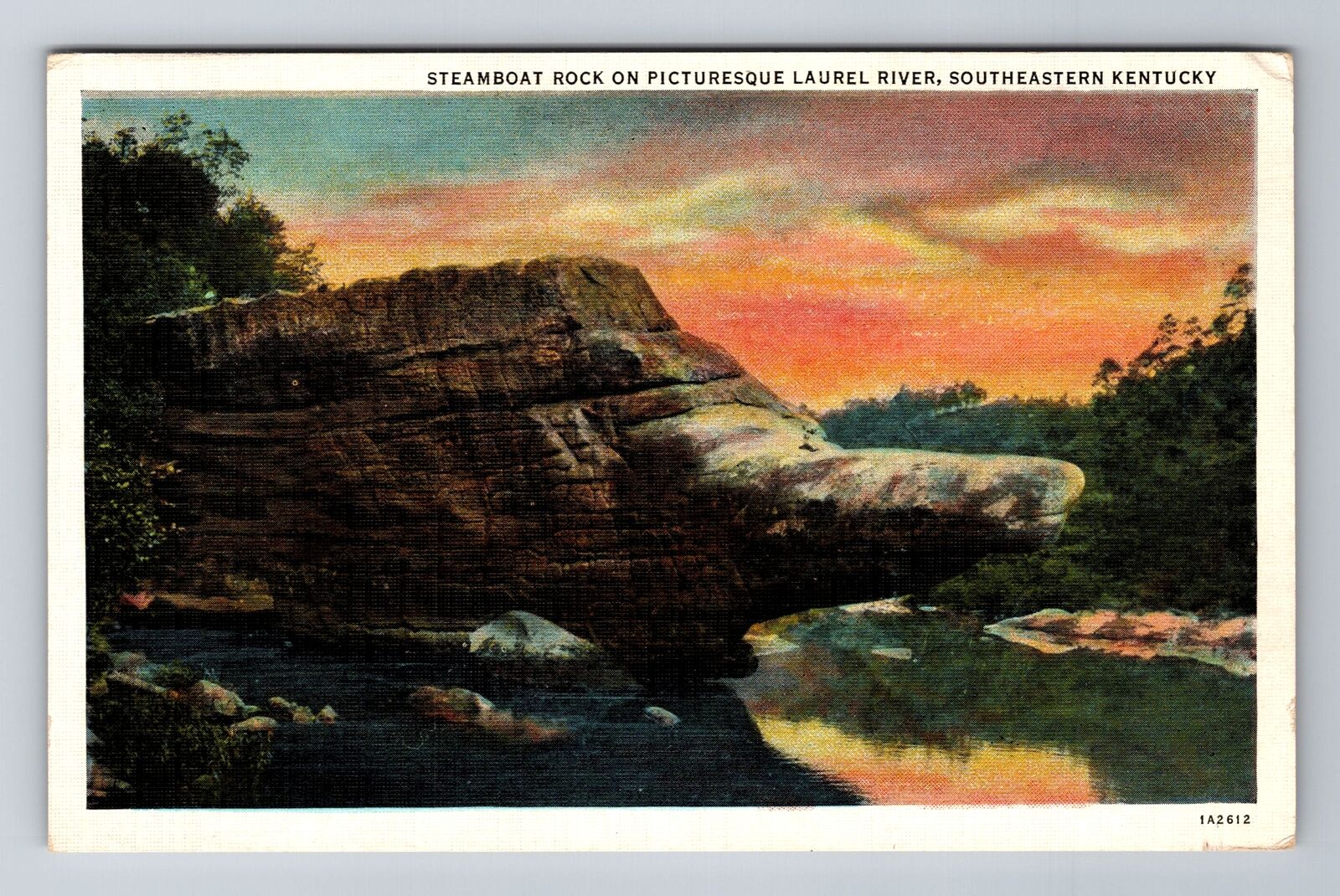 Laurel River KY-Kentucky, Steamboat Rock, Laurel River Souvenir Vintage Postcard