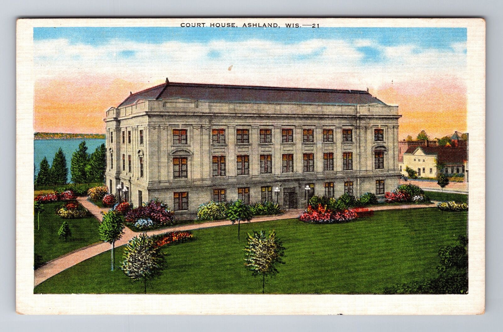 Ashland WI-Wisconsin, Courthouse, Antique, Vintage Postcard