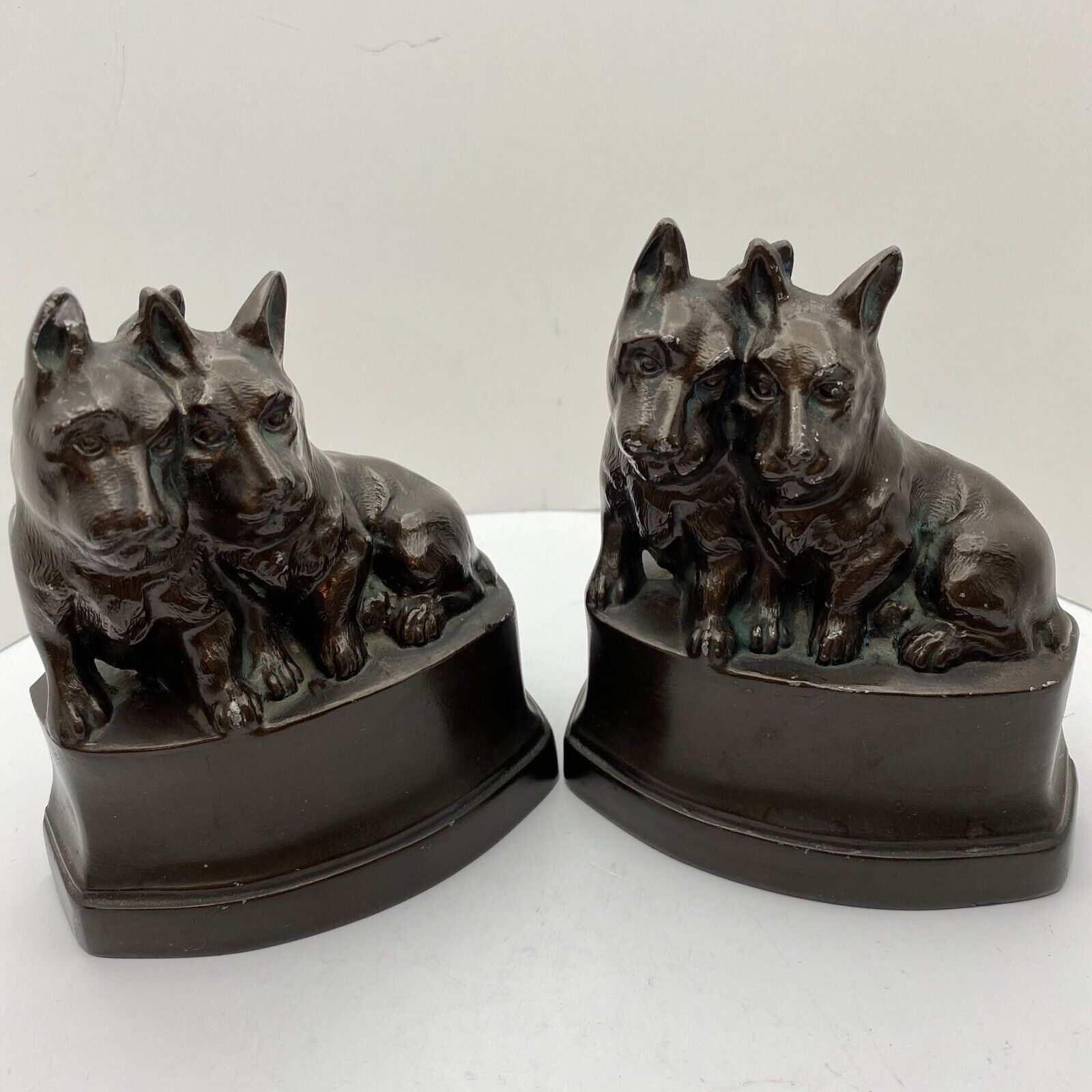 Vintage Bronze Finish Scotty Dog Bookends (2) Nuart Creations Made in USA Heavy