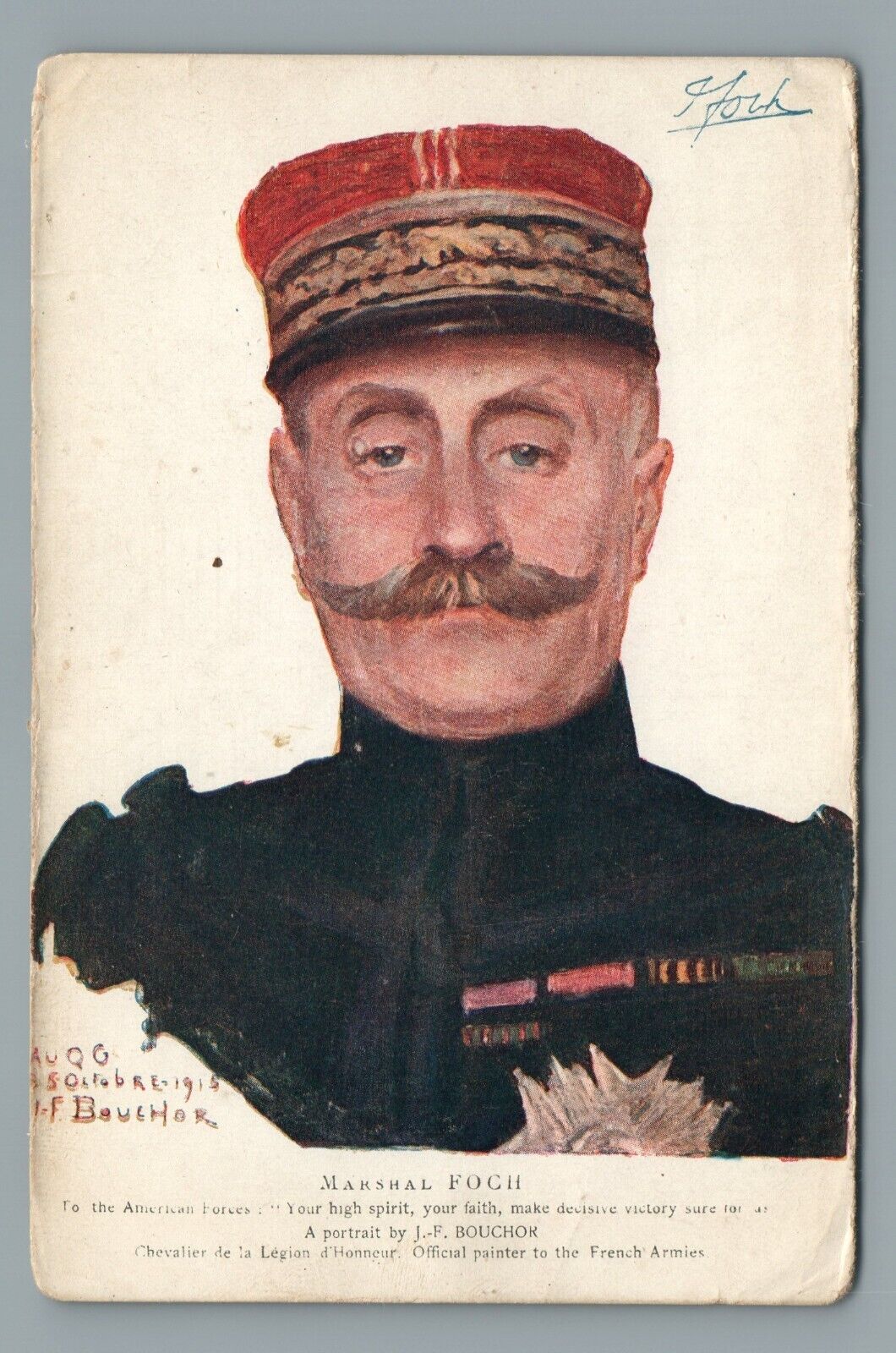 WWI Marshal Foch Commander Allied Forces American Red Cross France Postcard