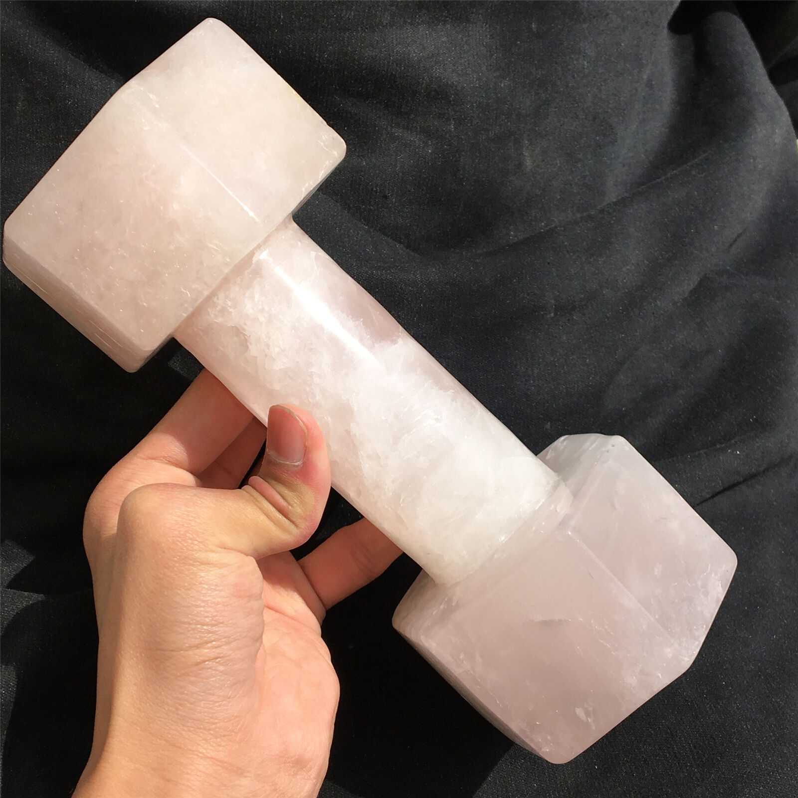 4.31LB Top Natural Pink Rose Quartz Dumbbell Hand Carved Crystal Healing.XK1861