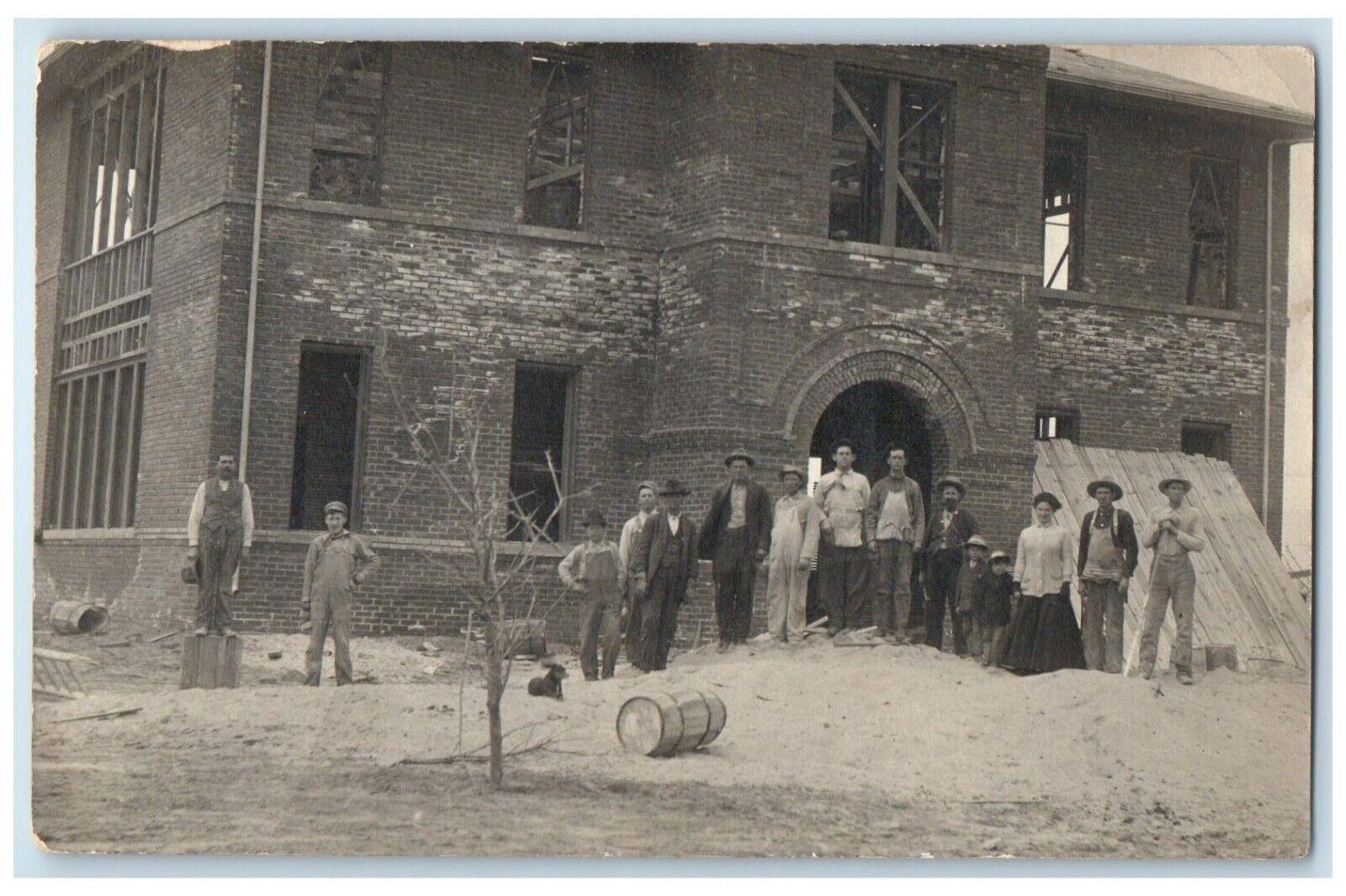 c1910's Lincoln School Construction Building RPPC Photo Posted Antique Postcard